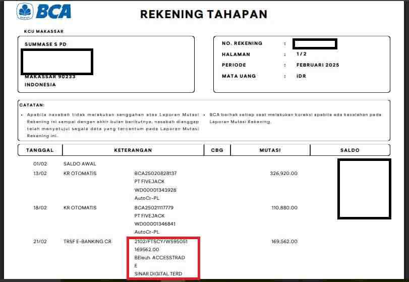 Bukti Pembayaran Accesstrade