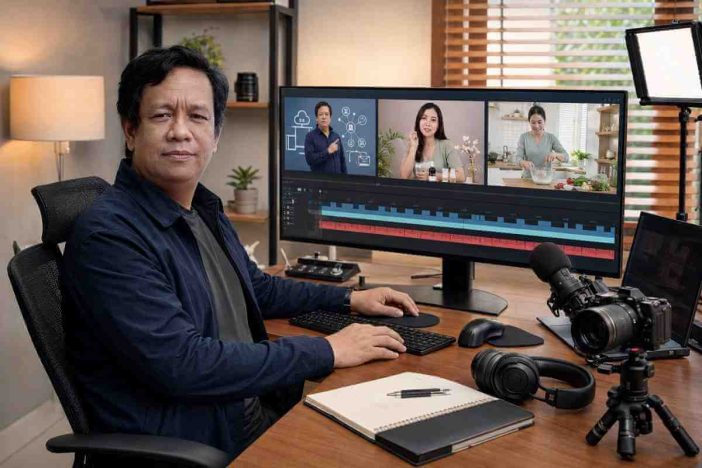 Workflow mengelola tiga channel YouTube secara terstruktur