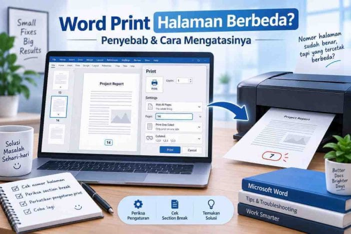 Cara mengatasi Word print halaman berbeda dari nomor halaman yang dipilih