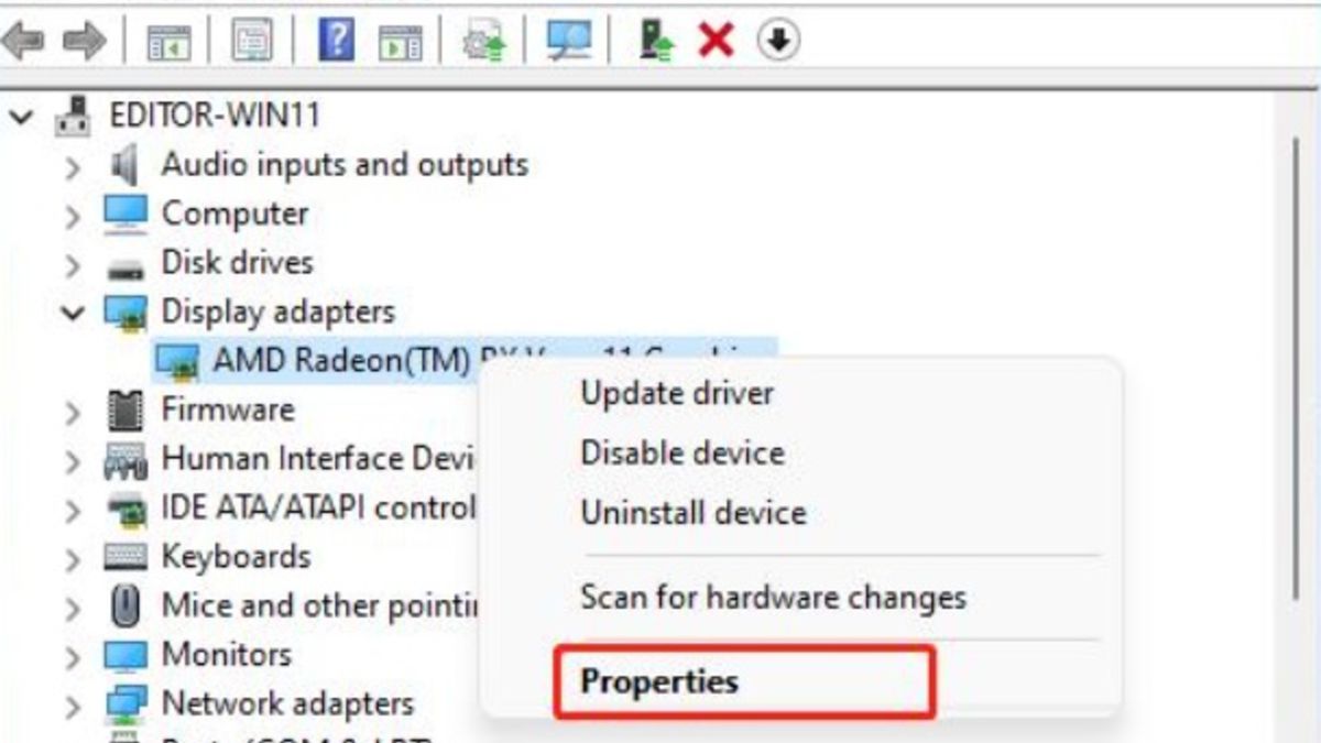 Kecerahan Layar Laptop Tidak Bisa Diatur? Cek Driver AMD 2 Buka Device Manager dan periksa Display adapters