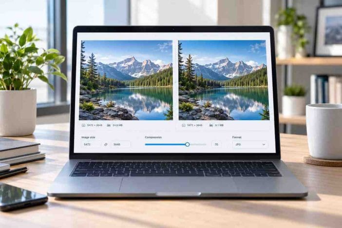 Resize gambar online untuk kompres foto JPG, PNG, dan WebP di Summase.org